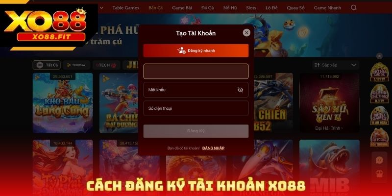 Cách đăng ký tài khoản Xo88
